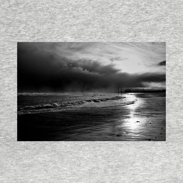 Storm Clouds on Cambois Beach in Monochrome by Violaman